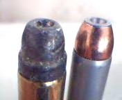 That's a .44 there on the left, and a .357 on the right.  If you dont have a .44, you can substitute dropping an anvil on your target.